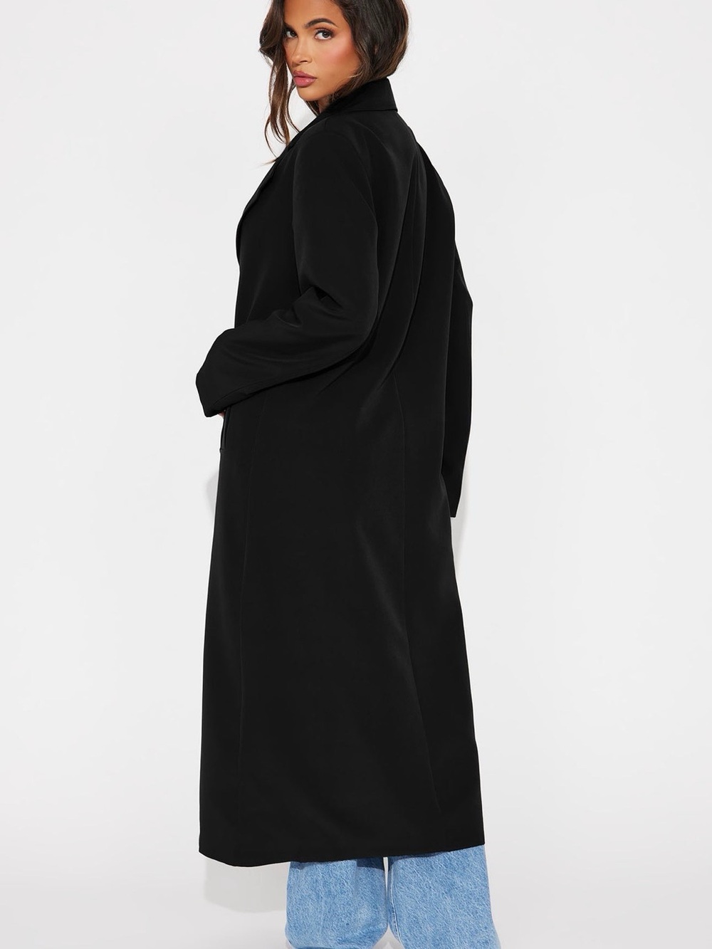 Long Black Women's Overcoat - Classic Tailored Coat